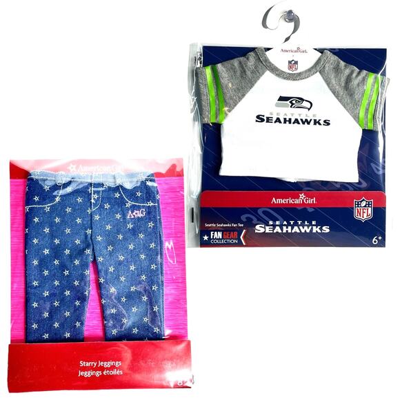 American Girl Doll NFL Seattle SEAHAWKS FAN TEE + STAR JEGGINGS Football Outfit - Picture 4 of 13